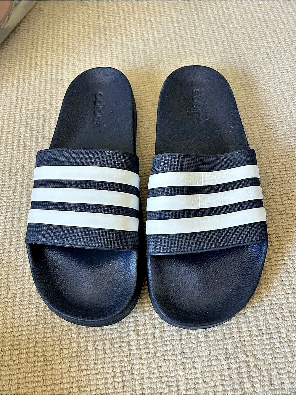 adidas Adilette Comfort Slides Striped Black & White US 13